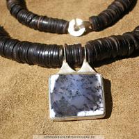 Kokosnuss, Fell, Dendriten-Chalcedon, Silber