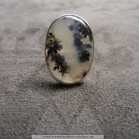 Ring, Dendriten-Chalcedon, Silber