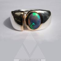 Ring, Schwarzopal, Gold, Silber