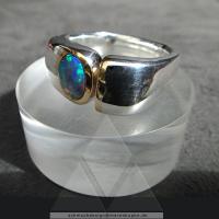 Ring, Schwarzopal, Gold, Silber