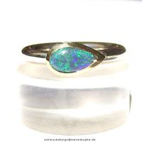 Ring, Schwarzopal, Gold, Silber