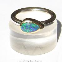 Ring, Schwarzopal, Gold, Silber