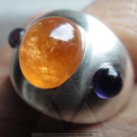 Spessartin (Mandarin-Granat), Amethyst, Silber