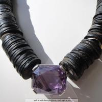 Amethyst, Silber, Kokosnuss - Kette