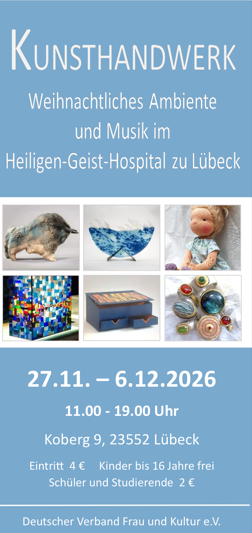 Hier klicken zum flyer: Weihnachtsmarkt 2026 Kunsthandwerk im Heiligen-Geist-Hospital zu L&uuml;beck